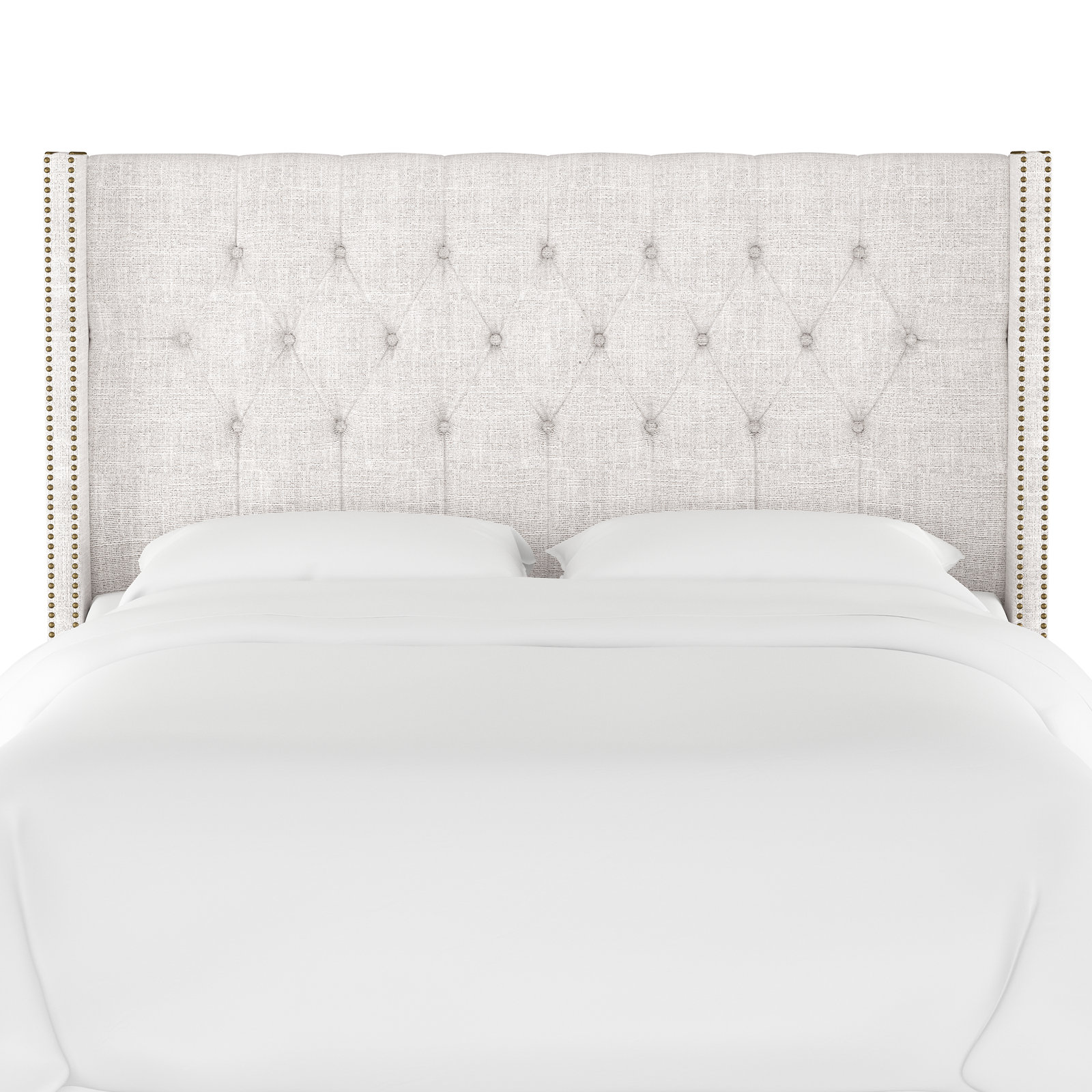 Knighten Upholstered Headboard, Full, Zuma White Textured Linen
