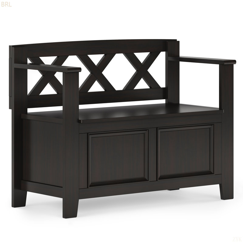 Petit banc de rangement pour hall d'entrée, Marron foncé