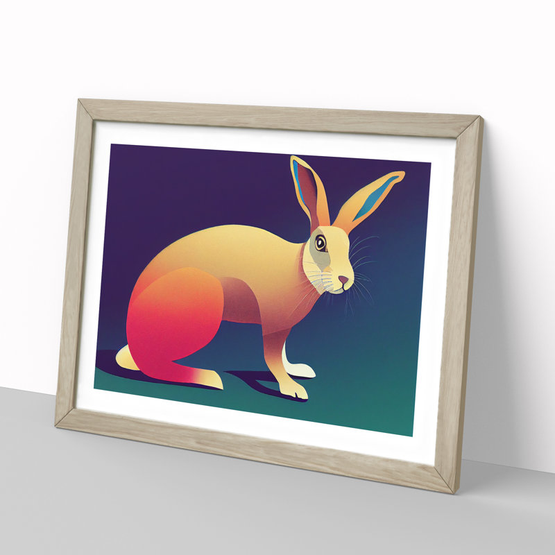 Modern Art Rabbit Abstract - Framed Print, 25cm H x 34cm W x 2cm D, Oak Framed