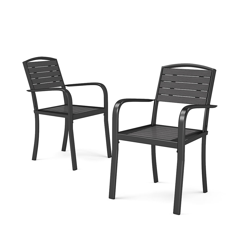 Chrysanthi Stacking Patio Dining Side Chair, Grey