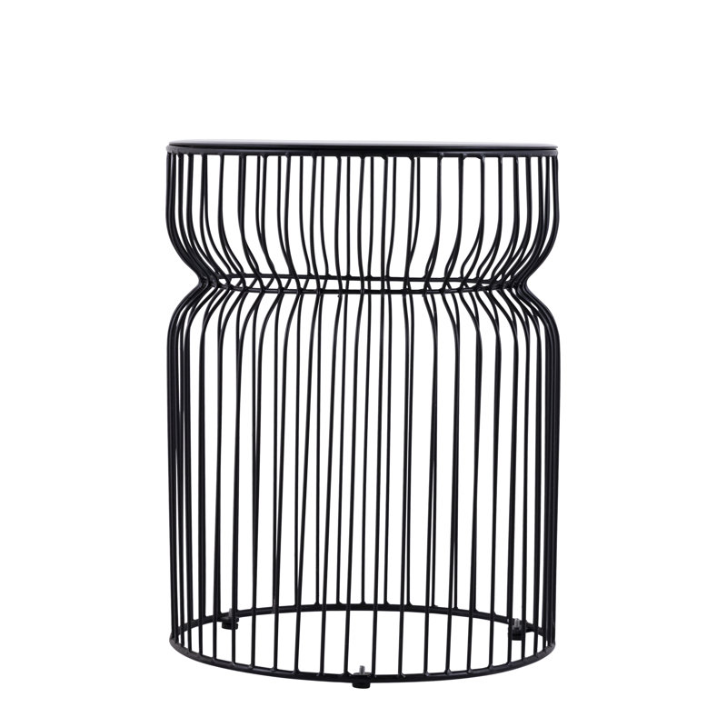 End Table - Glass Top with Metal Base, Black