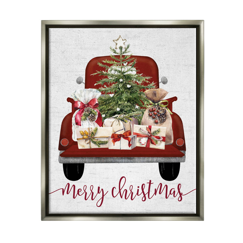 Merry Christmas Holiday Presents par Lettered and Lined - Impression sur bois, H 20 po x l 16 po x P 1,5 po
