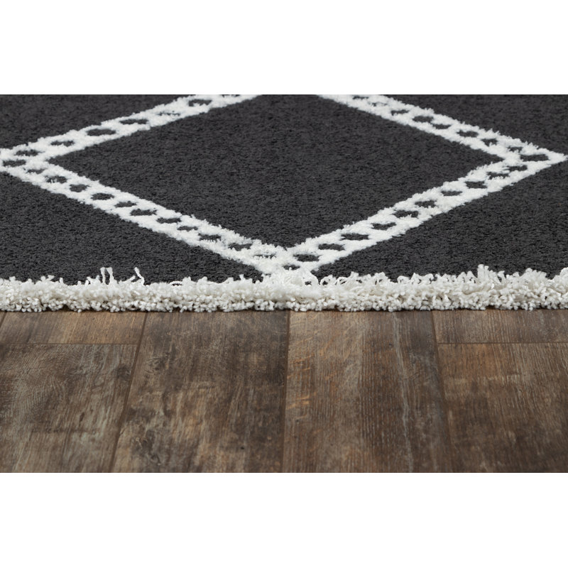 Tapis noir / blanc Lange Southwestern, Rectangle 5 pi 3 po x 7 pi 2 po