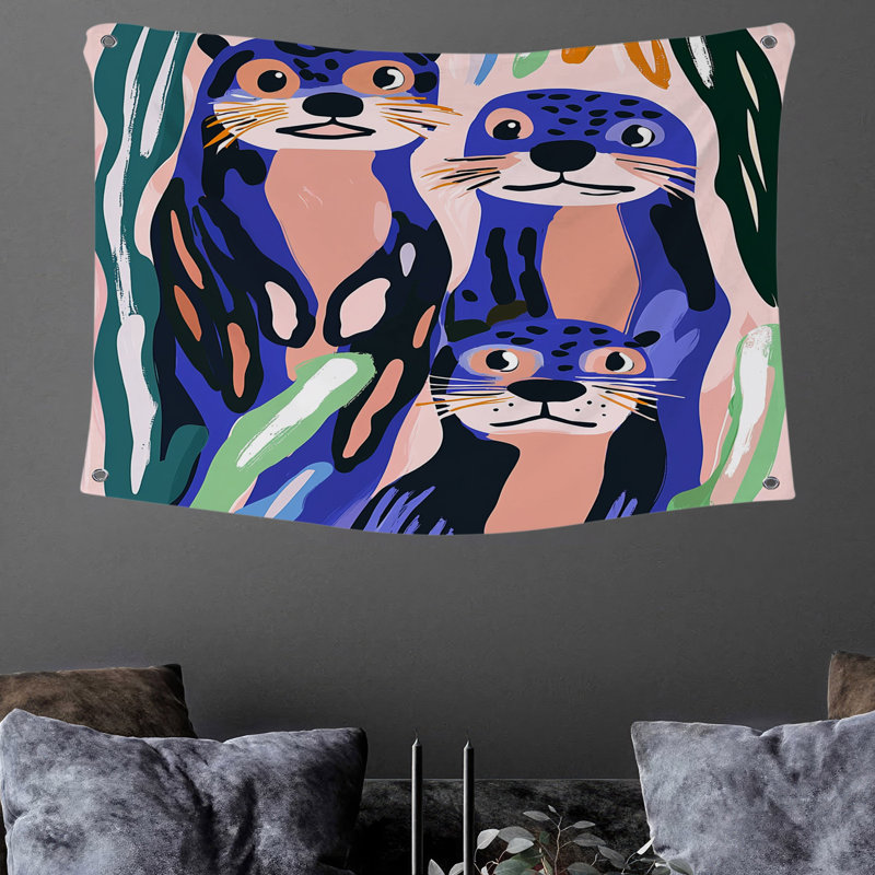Tapisserie murale «Otters», H 88 po x l 104 po