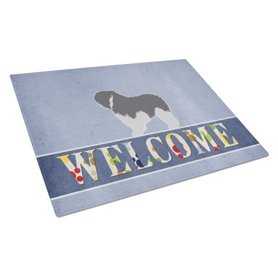 Planche à découper en verre à caroline en verre à trésors plaine berger dog Welcome Dog