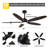 60" Black Modern Ceiling Fan with Light and Remote, 3-Color Temperature, 6-Speed Quiet DC Motor Ceiling Fan for Living Room, Bedroom