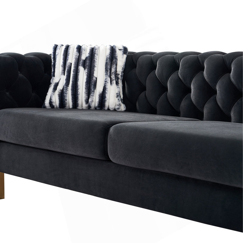 Canapé Chesterfield en velours capitonné Chesterfield, Noir