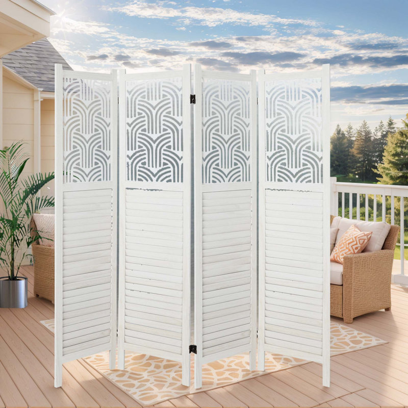 Cloison pliante en bois, Blanc, 4, H 67 po x l 64 po x P 0,8 po