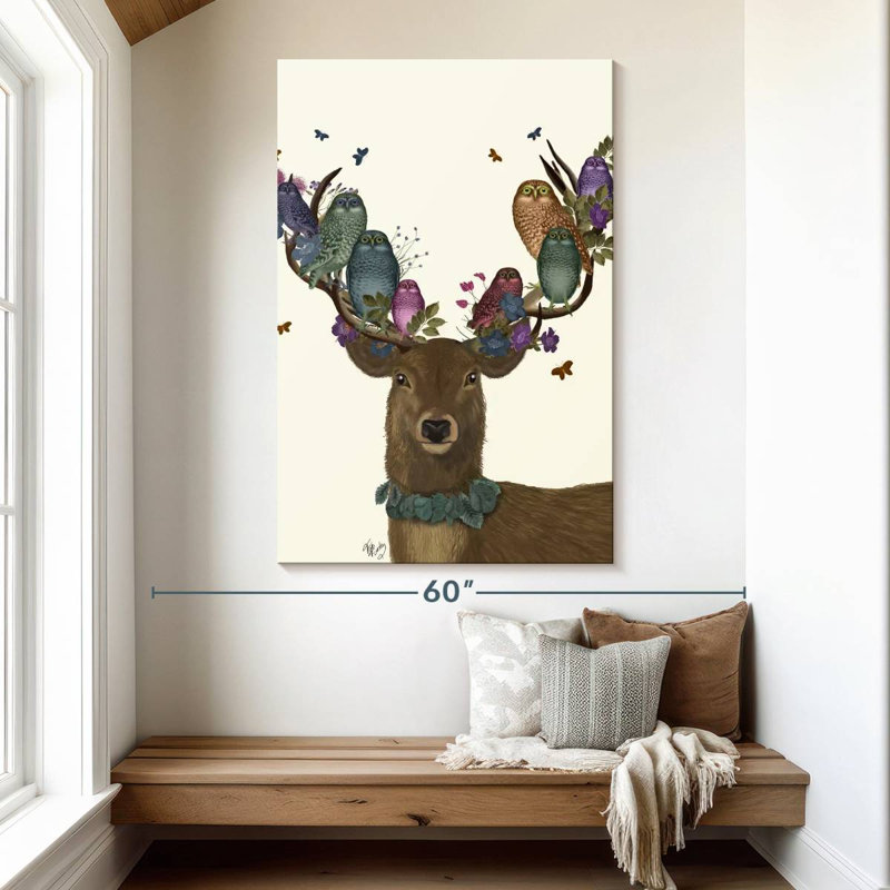 Brampt Deer Birdkeeper Owls, 51" H x 34" W