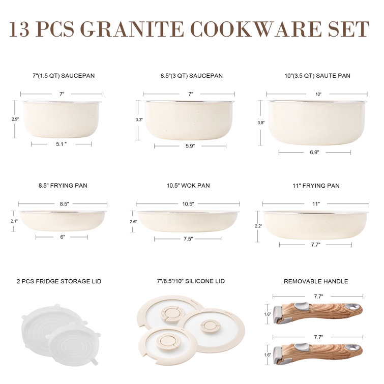 Caannasweis-10 Pieces Nonstick Cookware Sets with Detachable
