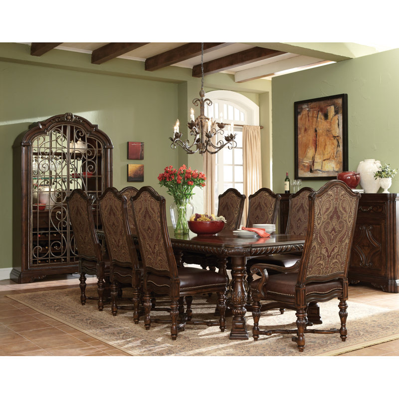 Handcrafted Baroque Extendable Wood Dining Table with Intricate Carvings