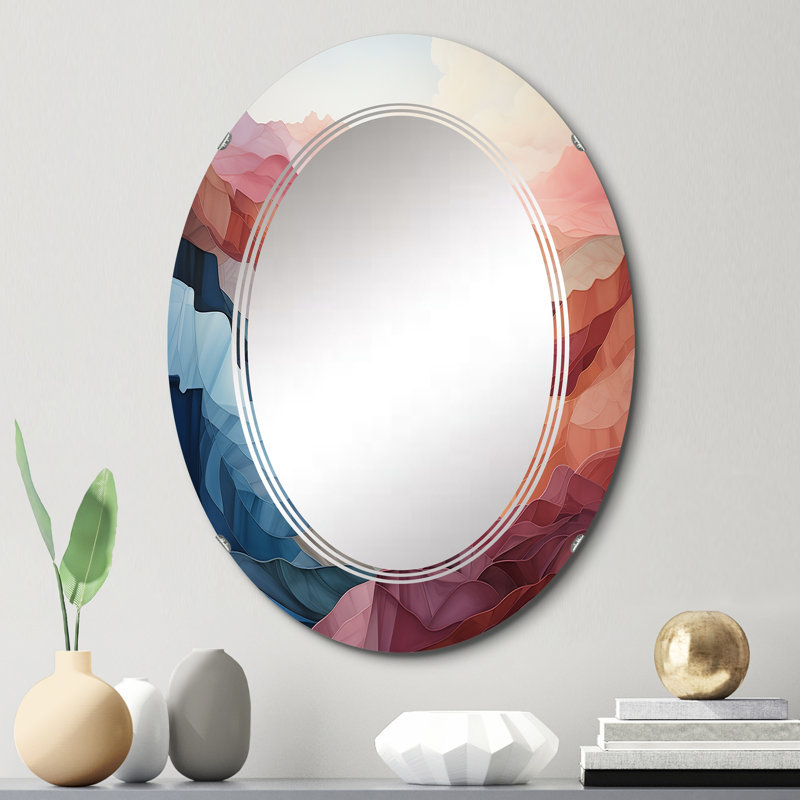 Saxicola - Miroir mural moderne ovale, 30 po x 20 po