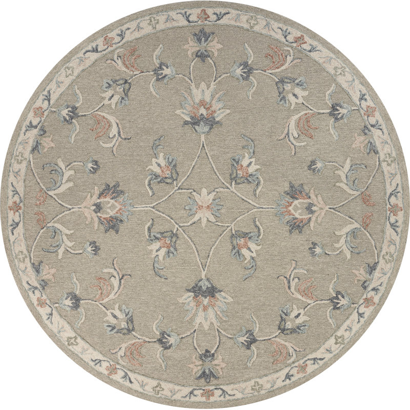 Tapis d'intérieur en laine naturel fabriqué à la main Munz, Rond 4 pi 10 po