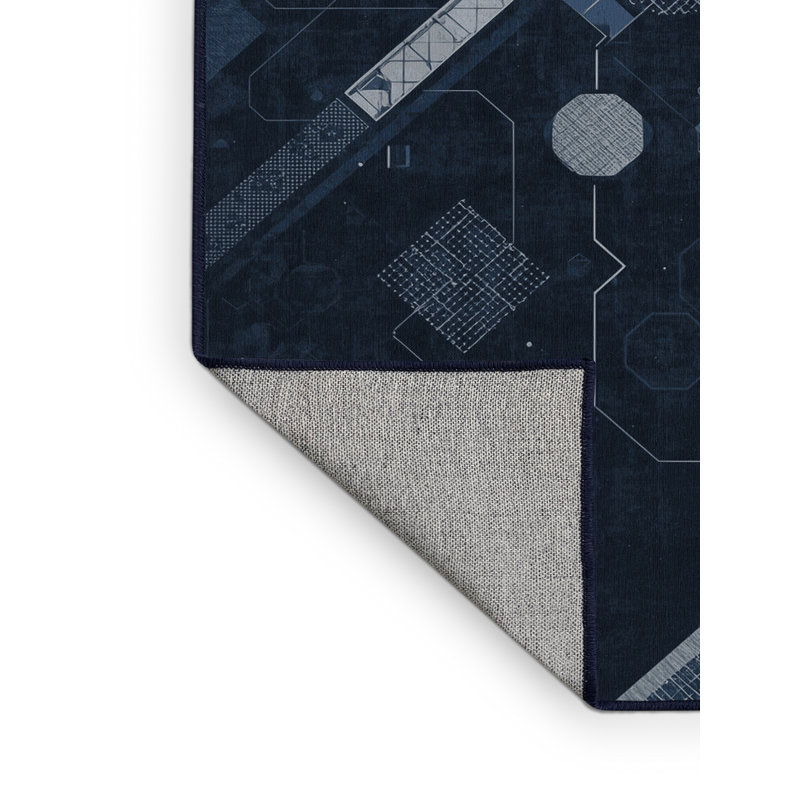 Tapis géométrique moderne gris élégant et délavé lavable à la machine Cumberland, 4 x 6