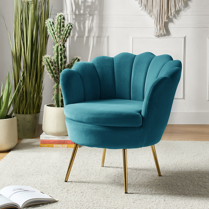 Hendrix Velvet Accent Chair, Blue Velvet