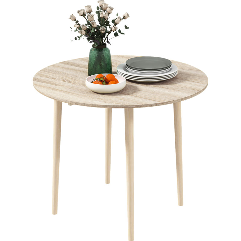Table de salle à manger pliante de 35 po pour les petits espaces, pieds en bois massif, couleur chêne, différentes occasions en chêne, s'utilise dans les espaces