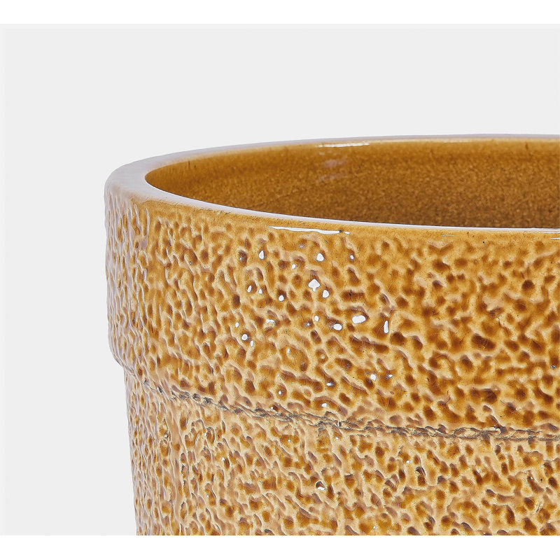 Handmade Ceramic Planter Set of 3, 15/12/9 Inch Diameter, Earth-Tone Speckled Glaze, for Orchids & Indoor Plants, Windowsill & Bookshelf Use, Breathable Clay