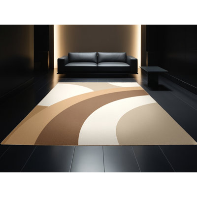 Tapis géométrique brun / beige lavable à la machine Pavla