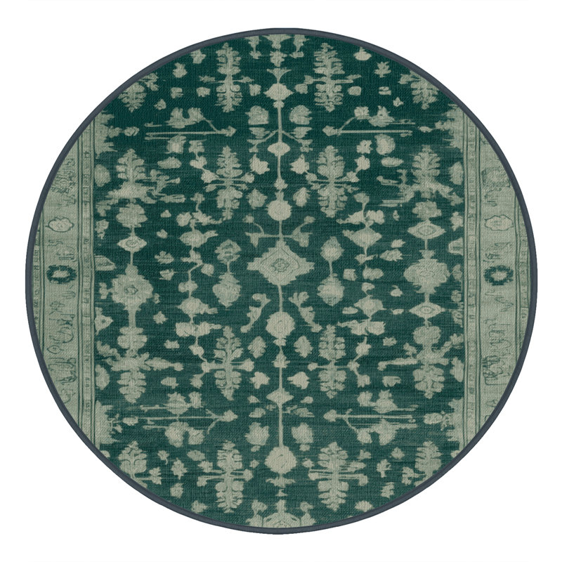 Tapis gris lavable à la machine, Rond 3 pi