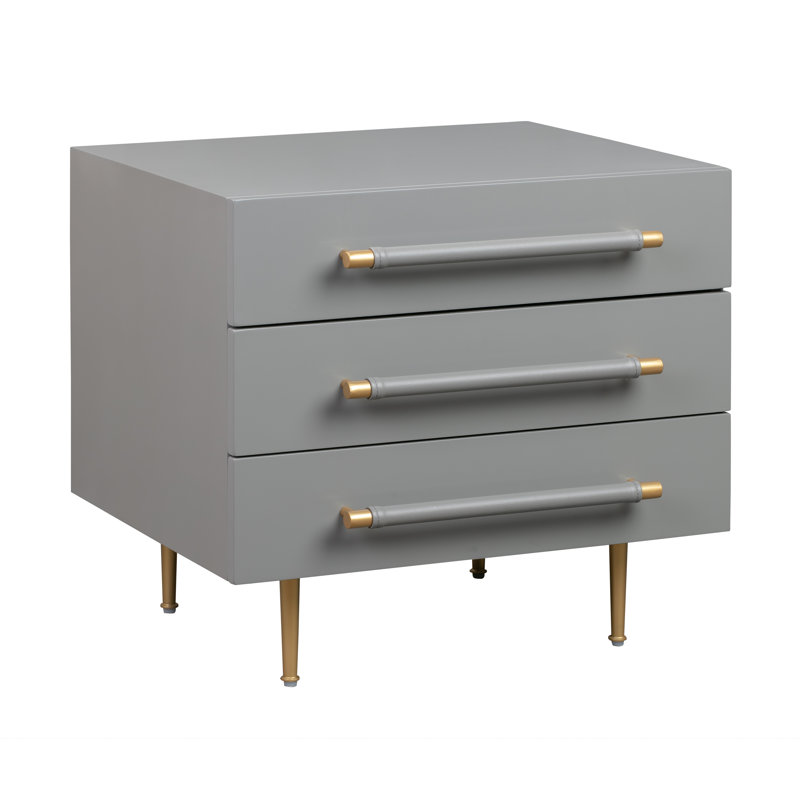 Trident-Nightstand-UK 71.1cm W Bedside Table, Grey