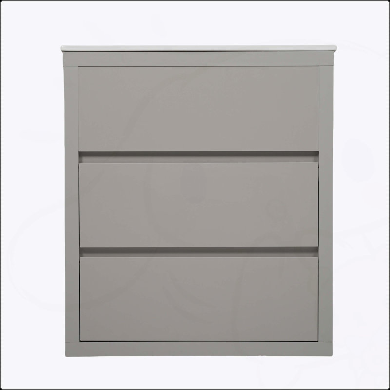 30 Inch Bathroom Vanity with Ceramic Sink and 2 Full-Extension Drawers, Freestanding Design, Soft Close Slides, and 45° Handle-Free Style