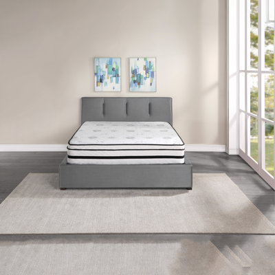 Matelas hybride de 12 pouces avec housse matelassée très respirante, blanc, matelas en mousse moelleuse dans une boîte, confort luxueux (grand)