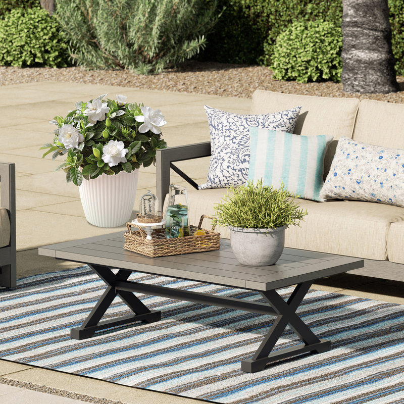 Marindo Rectangular Aluminum 47.25'' L x 24.25'' W Outdoor Coffee Table