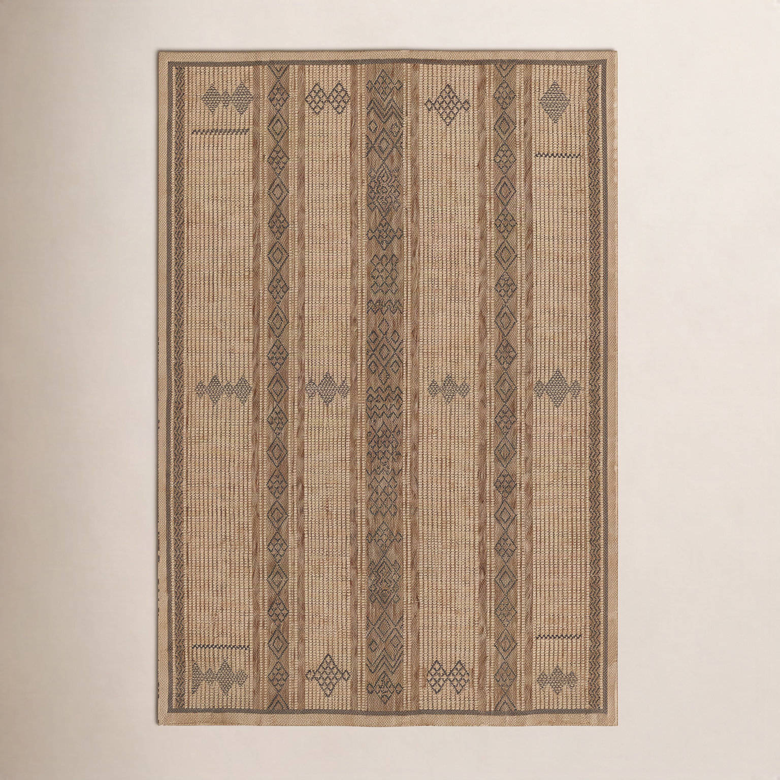 Ava Brown Beige Geometric Outdoor Rug, Rectangle 9' x 12'
