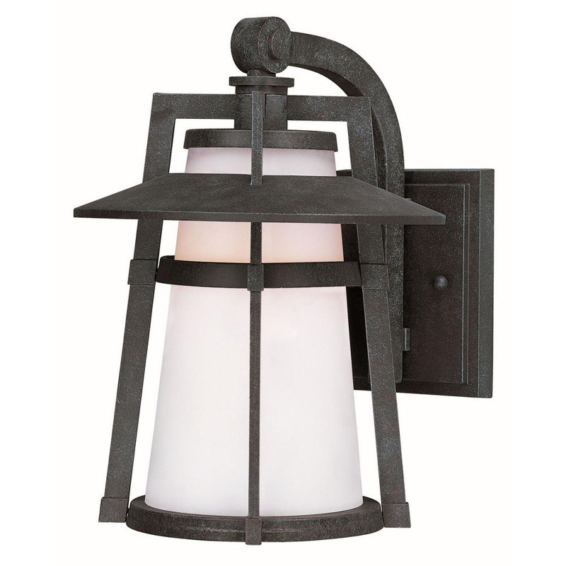 Lanterne murale d'extérieur en verre givré bronze, H 15,5 po x l 10,25 po x P 12,75 po
