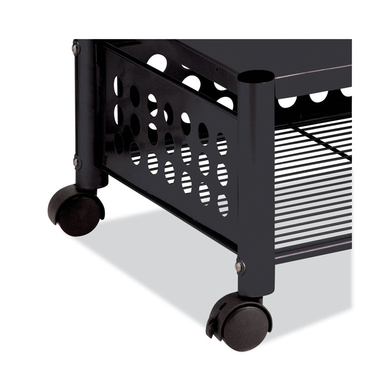 Black Steel Underdesk Printer Stand with Wheels