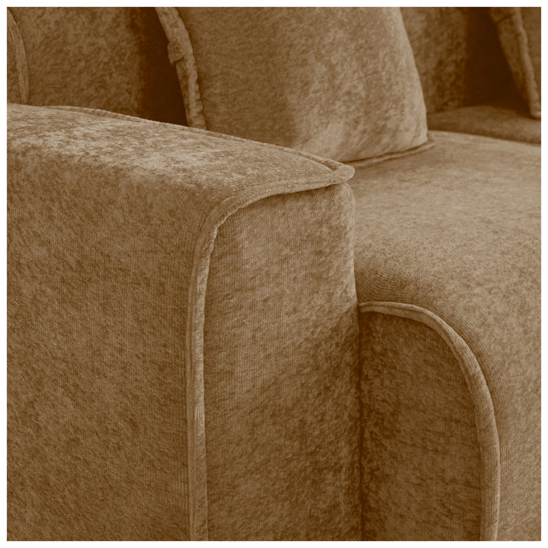 Canapé modulaire en velours 3 places l 108,66 po x P 38,2 po x H 31,1 po, H 31,1 po x l 108,66 po x P 38,2 po, Beige