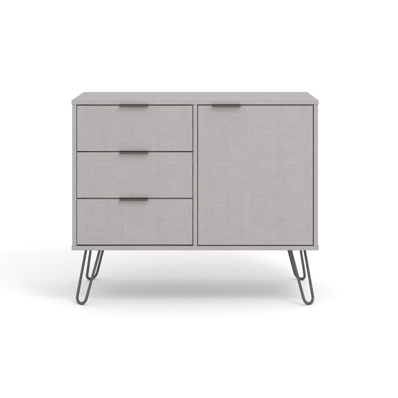 Dufresne Casual Living Small Sideboard with One Door and Three Drawers, Grey