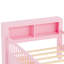 Lit simple rose avec base solide et options de rangement dans une tête de lit organisée avec garde-corps-2133002537