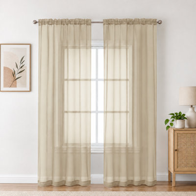 Plum Purple Sheer Curtains 96 Inches Long 2 Panels, Light Filtering Rod Pocket Solid Color Window Sheer Curtain Panels, Elegant Curtains & Drapes for Living Room, Bedroom, 42" W x 96" L