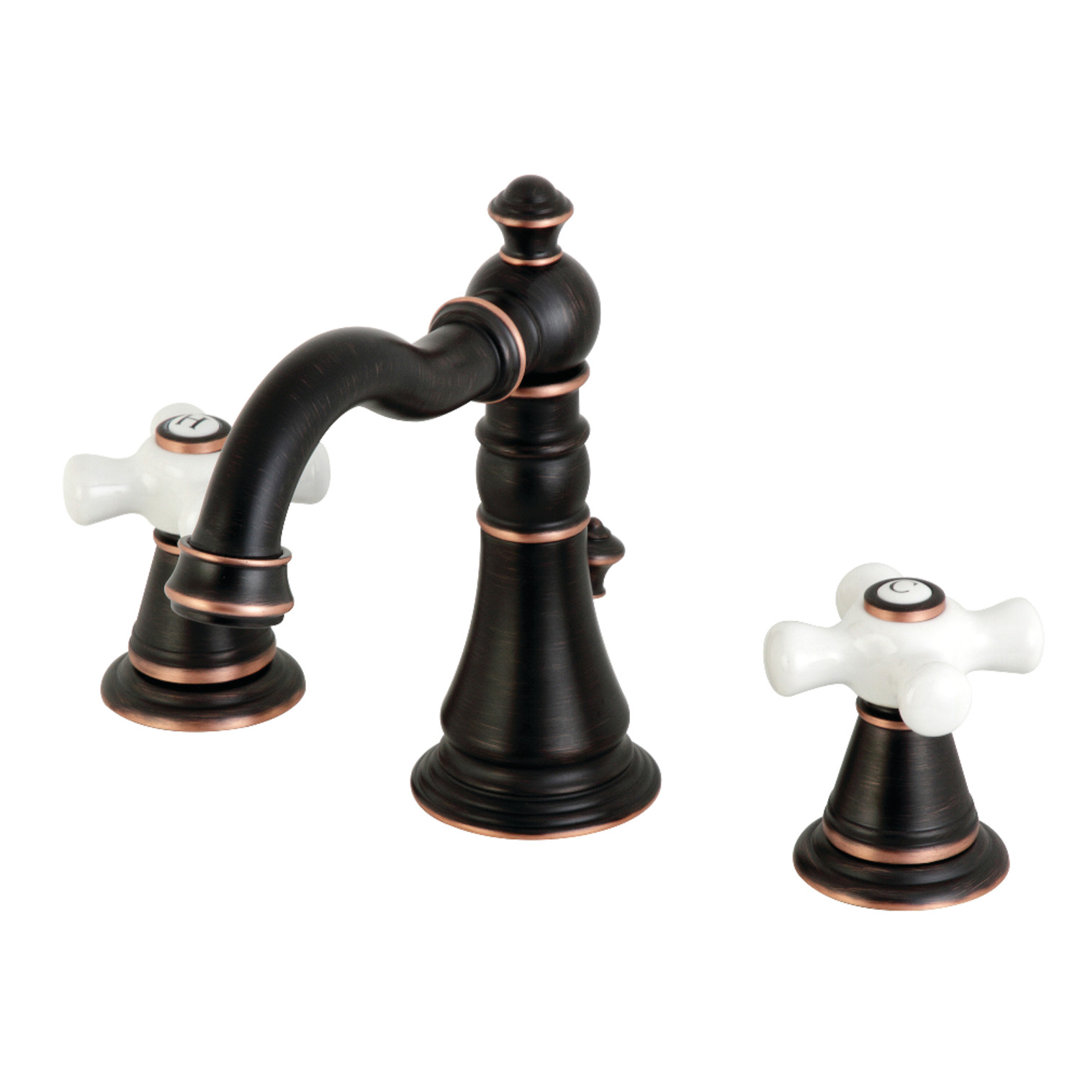 Kingston Brass American Classic Two-Handle 3-Hole Deck Mount Widespread Bathroom Faucet with Pop-Up Drain Kingston Brass 