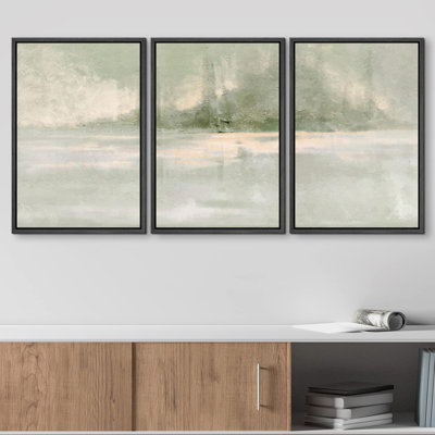 Minimal Landscape " Minimal Pastel Green Grunge Chic " 3 - Pieces