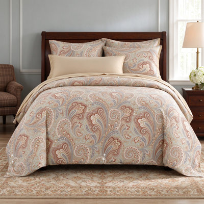 Ensemble de housse de couette 100% coton égyptien 3 pièces 800TC (1 * housse de couette + 2 * taie d'oreiller, sans noyau), ensemble de literie à imprimé cachemire classique de luxe rétro, pour chambre d'amis