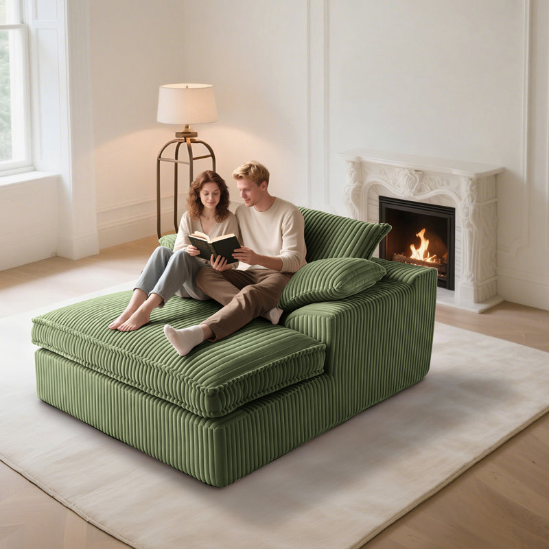 Canapé-lit intérieur rembourré 56 po avec 3 coussins 56 po Corduroy, Vert