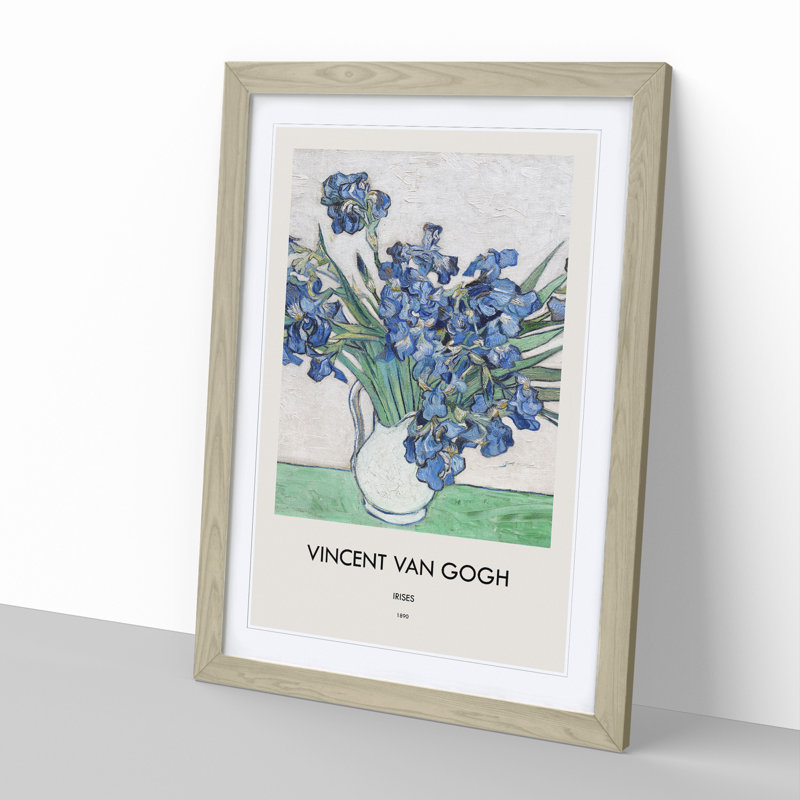 Vase of Irises Vol.1 by Vincent Van Gogh - Framed Print, Oak, 36cm H x 27cm W x 2cm D