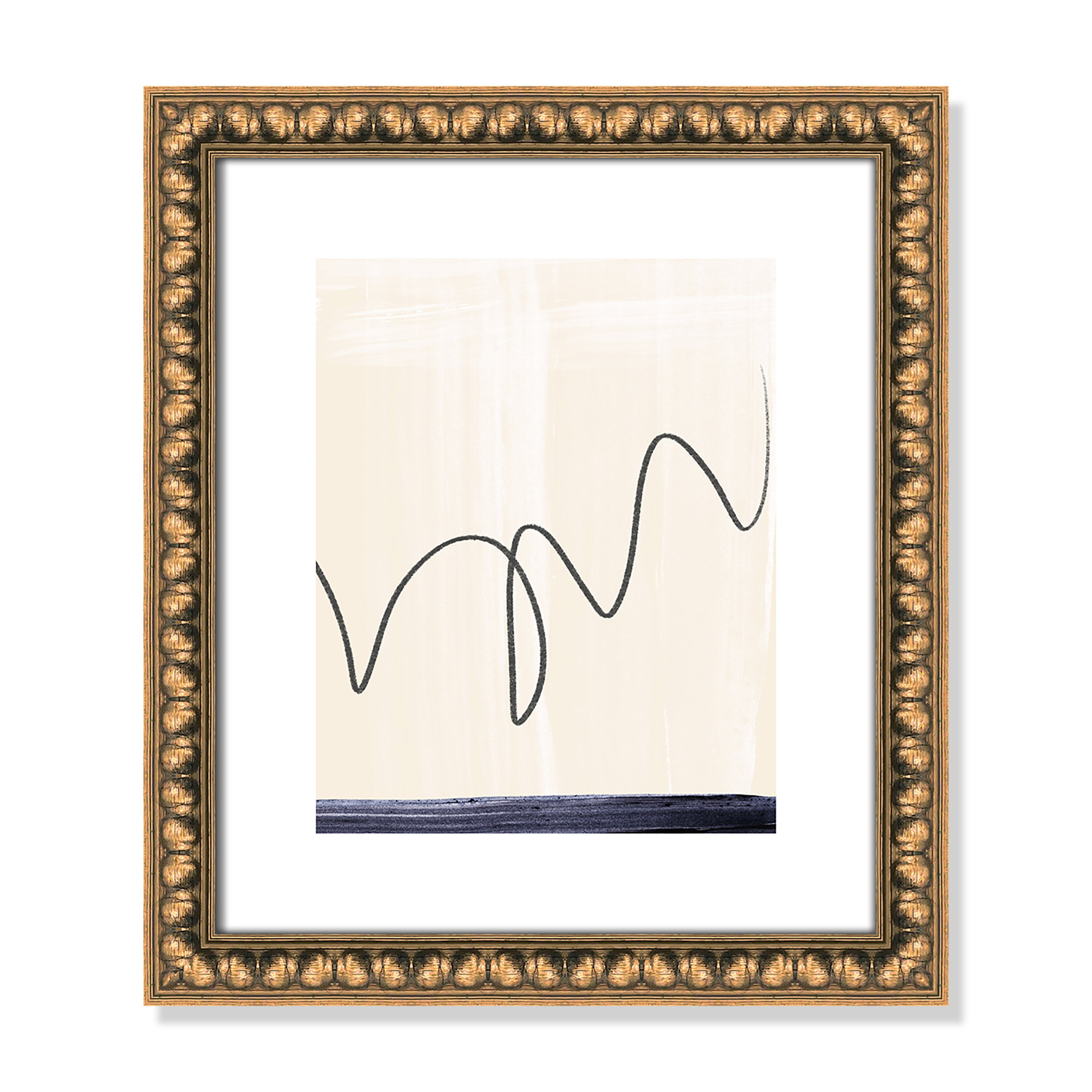 Departured II - Picture Frame Painting Print, 16" H x 14" W x 1.13" D, Gold Bead Framed Paper