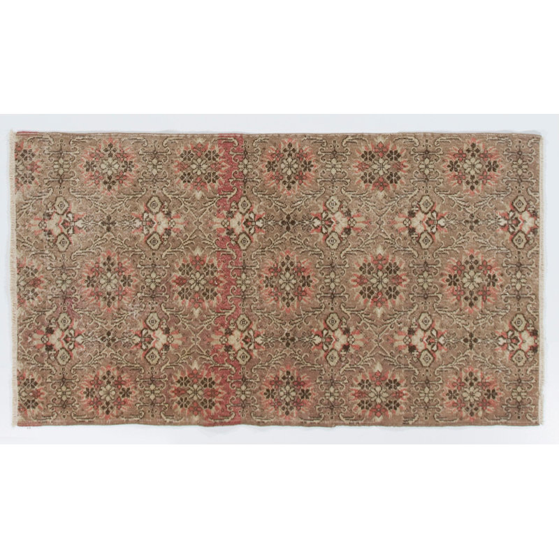 Tapis turc rétro fait à la main avec motif floral