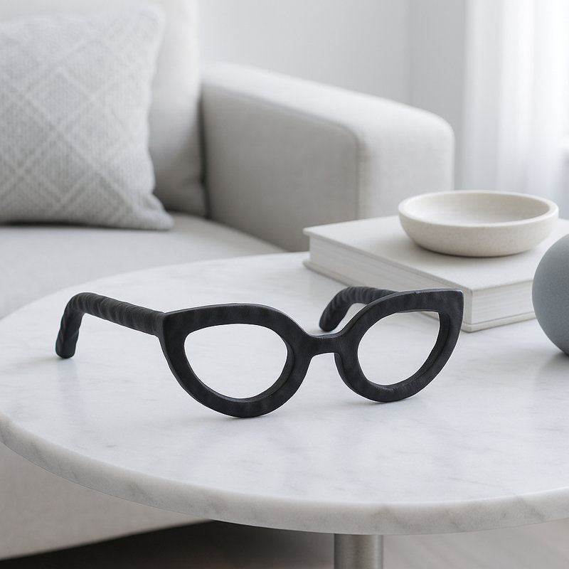 Secor Metal Eyeglasses Sculpture, Black, 2.5" H x 7.5" W x 7.5" D