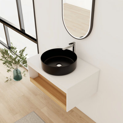 Meuble-lavabo flottant simple 30 po avec lavabo vasque en céramique