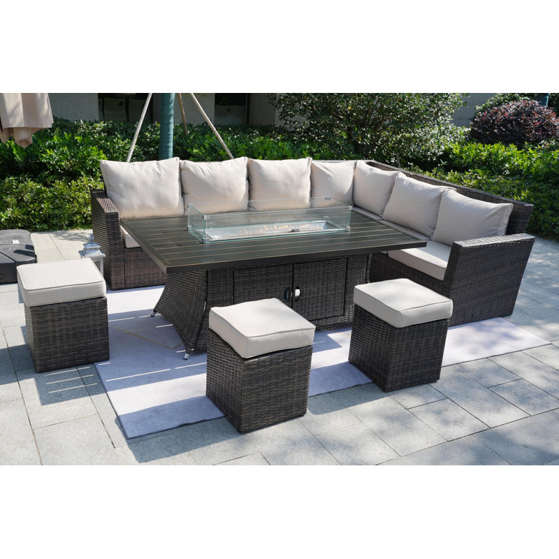 Wicker 8 - Person Patio Conversation Set, Brown