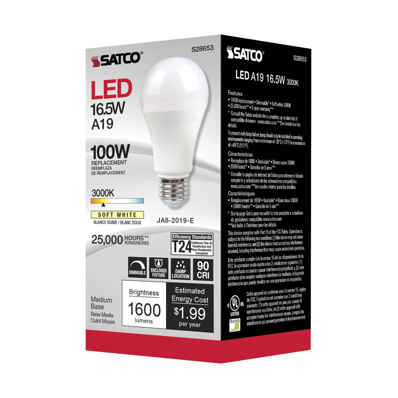 16.5 Watt White LED Bulb, 3000K