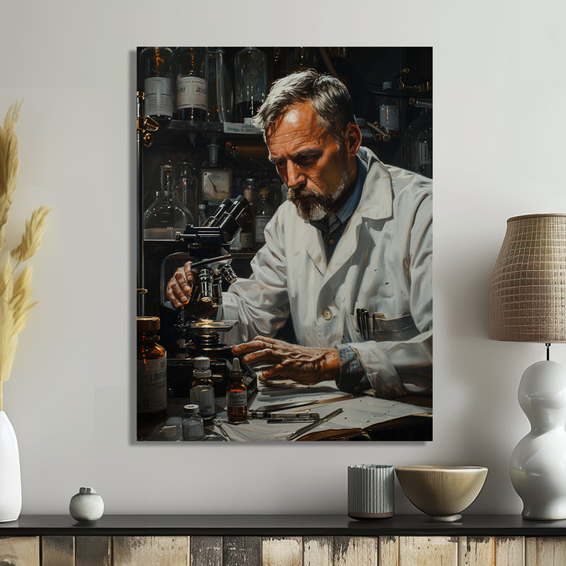 «White», noir et blanc, laboratoire scientifique microscopique, art mural, H 30 po x l 40 po, Sans cadre, métal