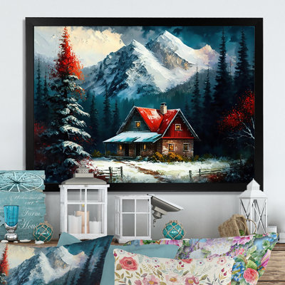 «Cabin in the Woods in Winter II», reproduction sur toile