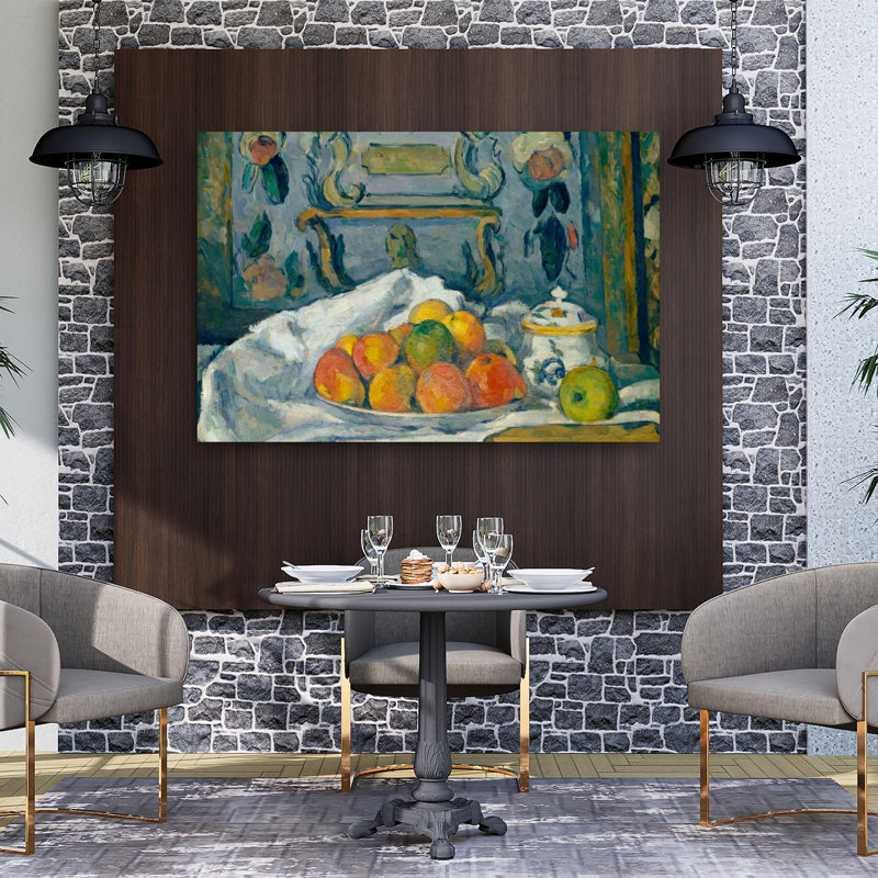 Dish Of Apples, C.1876-77 Impressionist Abstract Contemporary Fruit Wall Art Print by Paul Cezanne - 1 Piece Wrapped Canvas Wall Art