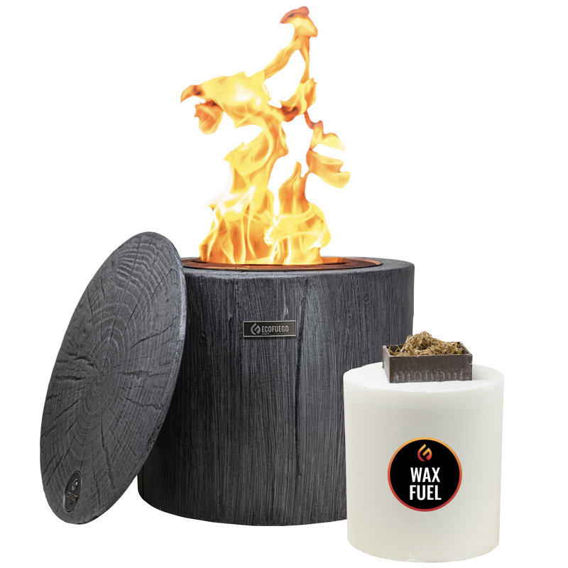 Portable Wax Burning Fire Pit, No Wood Smoke, 8-Hour Fuel, Black