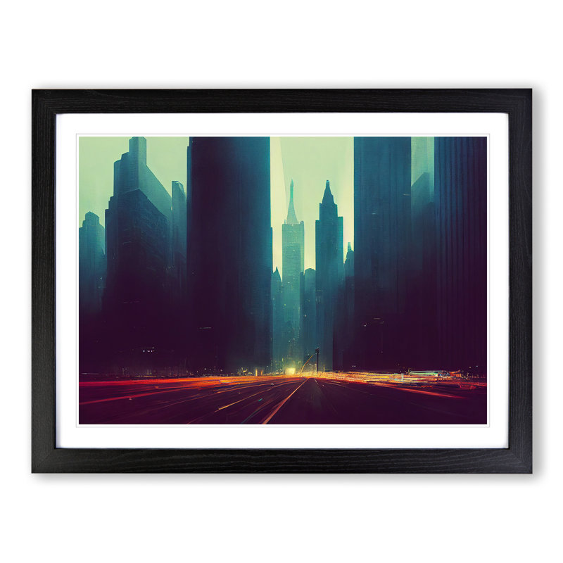 A New York City Skyline Vol.1 - Framed Print, 25cm H x 34cm W x 2cm D, Black